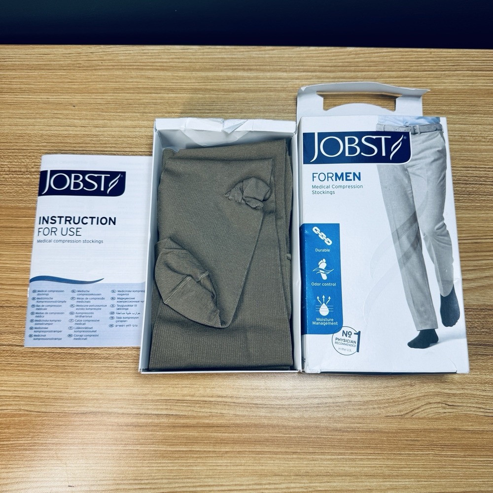 NEW Jobst For Men Size Medium Compression Thigh Socks 15-20‎ mmhg Khaki 115513
